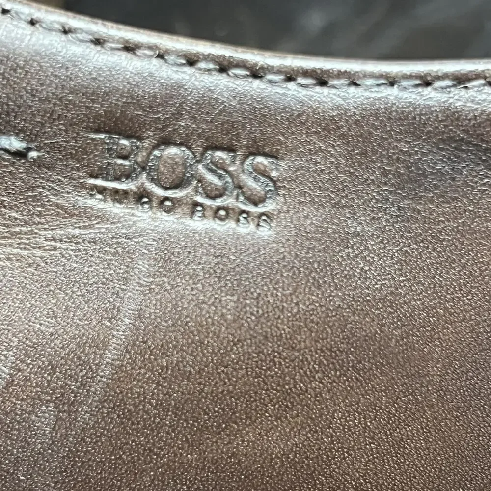 Hugo Boss Bicycle Toe Derby Shoes Men Size 12 Dark Brown Leather Comfort Oxford